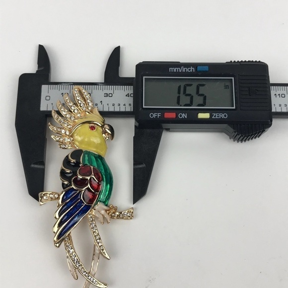 Bird Parrot Cockatoo Rhinestone Enamel Brooch Pin - Picture 7 of 8